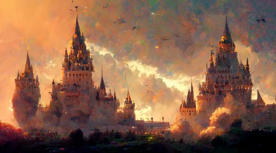 O castelo de Hogwarts em ilustração