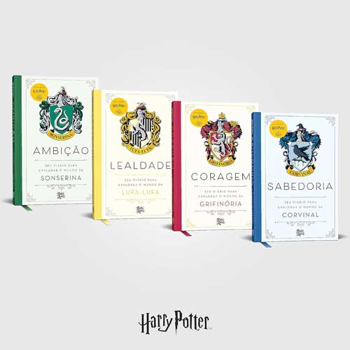 Agendas planner das casas de Hogwarts: Grifinória, Sonserina, Lufa-ufa e Corvinal